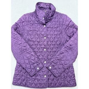 L.L. Bean Quilted Riding Jacket Purple Small Plaid Lining Equestrian Barn Coat